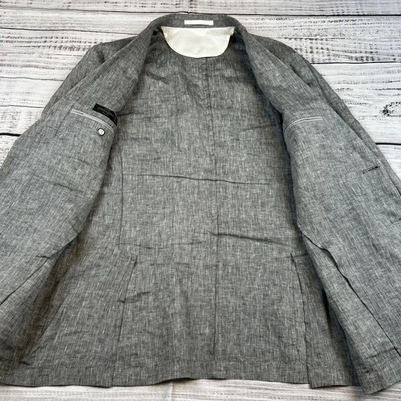Corneliani ID Lightweight Unstructured 2 Button Blazer Linen Solid Gray 50/ 40R